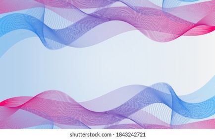 Olas abstractas de las numerosas líneas de colores. Bandas onduladas sobre fondo azul claro. Ilustración del vector EPS10. Arte de línea creativa. Elementos de diseño creados con la herramienta Mezcla