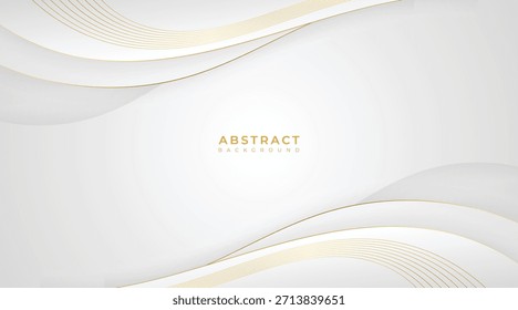 Fondo de lujo blanco y dorado moderno de las ondas Abstractas con el estilo del papel cortado, diseño geométrico elegante
