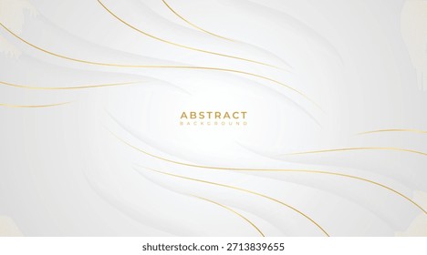 Ondas abstratas branco moderno e ouro fundo luxuoso com estilo de corte de papel, design geométrico elegante