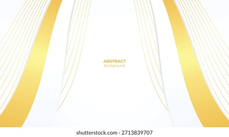 Fondo de lujo blanco y dorado moderno de las ondas Abstractas con el estilo del papel cortado, diseño geométrico elegante