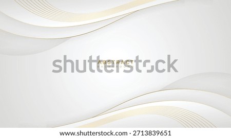 Abstract Waves Modern White and Gold Luxury Background with Paper Cut Style, Elegant Geometric Design