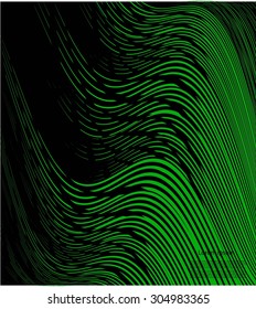 Abstract waves on black background with text