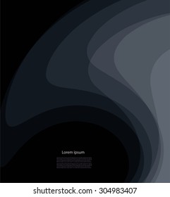 Abstract waves on black background with text