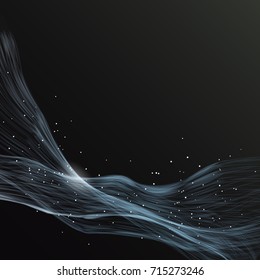 Abstract waves on a black background.Technology background
