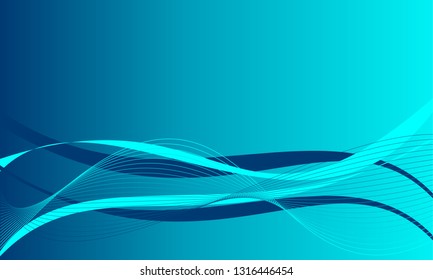 Abstract waves on blue background suitable for template or wallpaper. Business modern pattern. Vector graphic illustration.