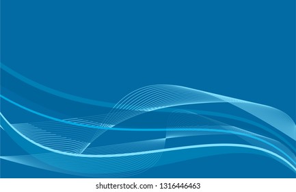 Abstract waves on blue background suitable for template or wallpaper. Business modern pattern. Vector graphic illustration.