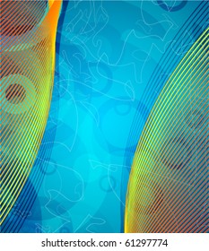 Abstract waves on blue. Vector design