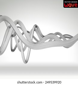 Abstract waves on a gray background. Vector design.