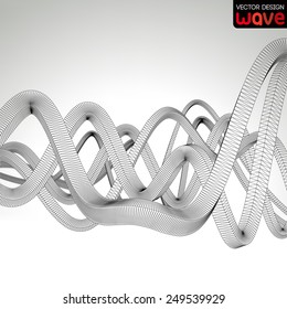 Abstract waves on a gray background. Vector design.
