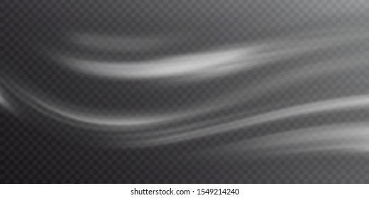 Abstract waves on transparent background, snowstorm imitation. Vector illustration, EPS10
