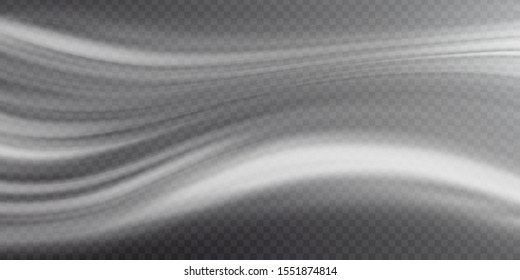 Abstract waves on transparent background, snowstorm imitation. Vector illustration, EPS10
