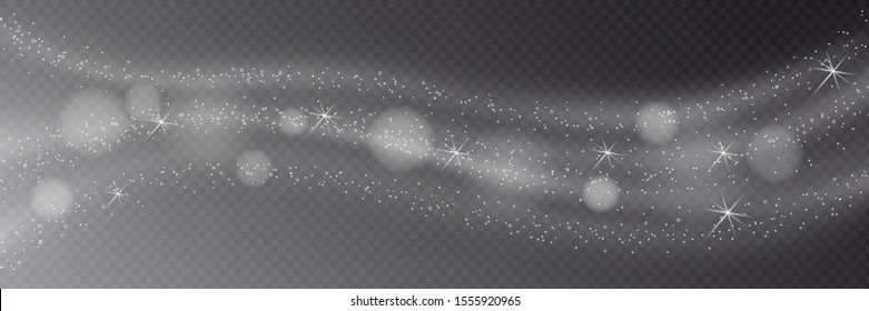 Abstract waves on transparent background. Snowstorm imitation, bokeh effect. Vector illustration, EPS10