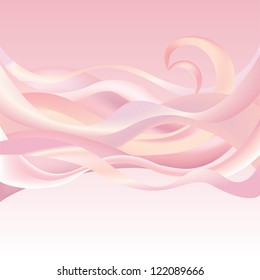 Abstract waves on white background.  Marine motif vector border.