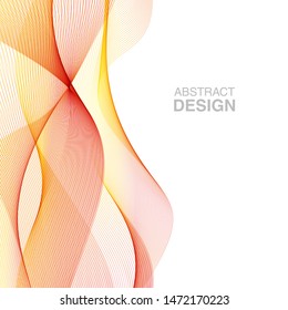 Abstract waves on the  white background. Transparent lines