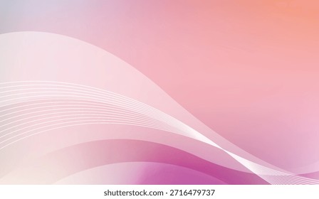Las líneas curvas de color rosa y blanco de las ondas Abstractas diseñan el fondo moderno para las presentaciones o el uso del Fondo de pantalla digital, creando un impacto visual suave y elegante
