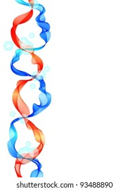 Abstract waves red and blue over white, vector