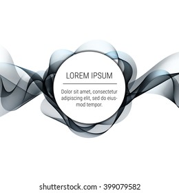 Abstract waves with round text element on white background. Background, poster or  brochure template.