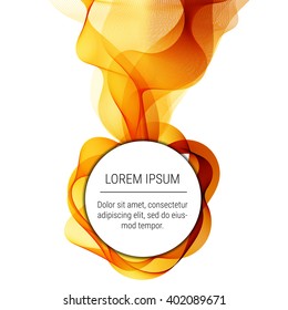 Abstract waves with round text element on white background. Background, poster or  brochure template.