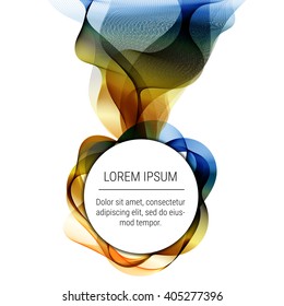 Abstract waves with round text element on white background. Background, poster or  brochure template.