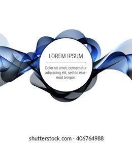 Abstract waves with round text element on white background. Background, poster or  brochure template.