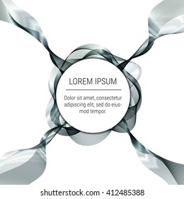 Abstract waves with round text element on white background. Background, poster or  brochure template.