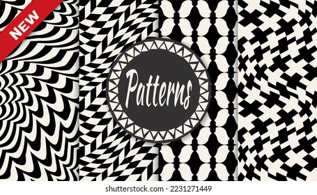 abstract waves seamless background pattern set