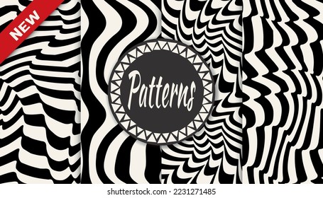 abstract waves seamless background pattern set