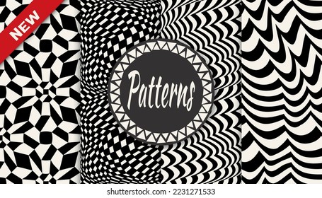 abstract waves seamless background pattern set