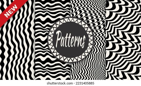 abstract waves seamless background pattern set