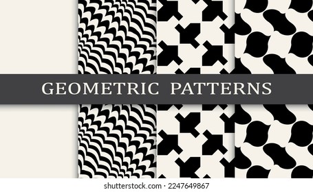 abstract waves seamless background pattern set