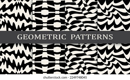 abstract waves seamless background pattern set