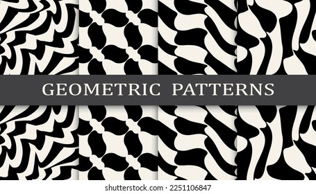 abstract waves seamless background pattern set