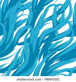 Abstract waves seamless pattern. Decorative swirly ornament with flowing water.