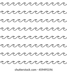 Abstract waves seamless pattern. Repeating texture with black wavy lines on white background. EPS8 vector illustration.