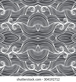 Abstract waves seamless pattern, wavy background. Vector graphic background. Black and white vector illustration