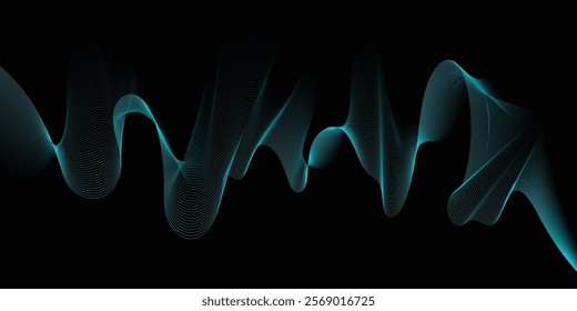 abstract, waves in shades of black merge smoothly, creating a dreamy ambiance with a perfect blend of fluidity and artistic expression. Digital frequency track equalizer. Stylized line art back