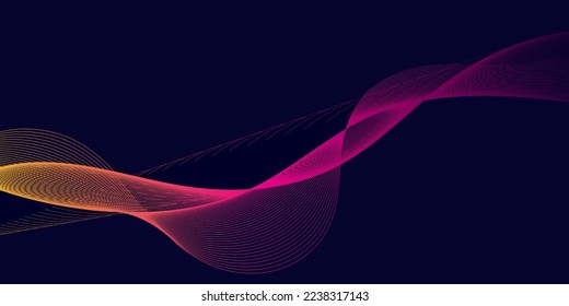 Abstract waves shining on dark, shiny motion, magic space light. Vector abstract techno background, 