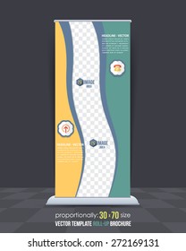 Abstract Waves Style Business Roll-Up Banner, Advertising Vector Design