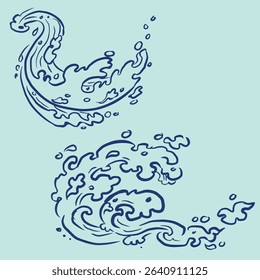 Abstract of waves in Thai art vector for illustration, card, decoration