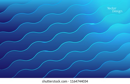 abstract waves that form shapes, 3d illustration, stylized sea