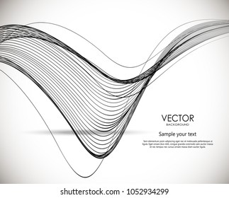 Abstract waves vector background. Dynamic lines motion illustration