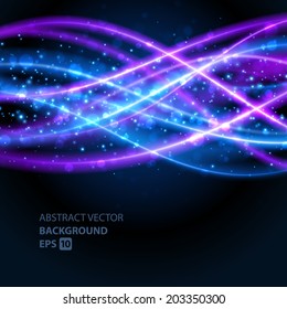 Abstract waves vector background. Energy light lines design.  