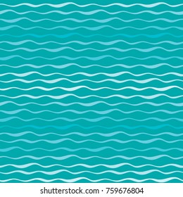 Abstract waves vector seamless pattern. Wavy lines of sea or ocean blue hand drawn background. Doodle texture for clothes textile design, interior elements and printed products