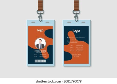 Abstract Waves Vertical Double-sided ID Card Template. Flat Identity Card Design Vector Illustration