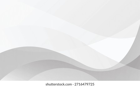 Ondas Abstractas, blanco y gris, curvas, líneas suaves, diseño de fondos, telón de fondo versátil para presentaciones, Sitios web y proyectos creativos ofrece una estética moderna y sofisticada