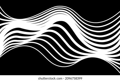 Abstract waves. White lines on a black background. Vector background for design