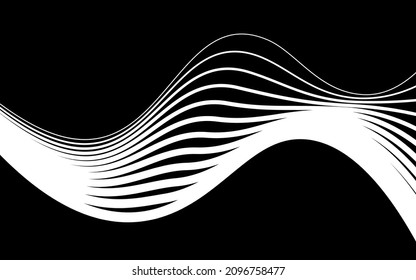 Abstract waves. White lines on a black background. Vector background for design