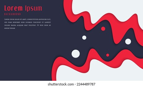 Abstract Waves White Red In Dark Papercut Style Background