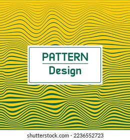 Abstract Wavey Line Decorative Background yellow Lines on green Background