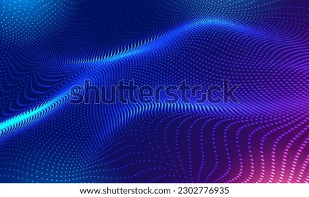 Abstract waving 3d particle technology Background.
3d wave point fractal grid infographic science futuristic audio visualization. Hi-tech and big data background for brochures, card, banner. Vector